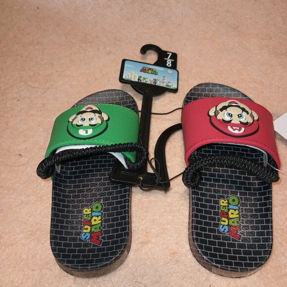 NEW Ground Up Nintendo Toddler Mario and Luigi Slides Sandals - Picture 2 of 6